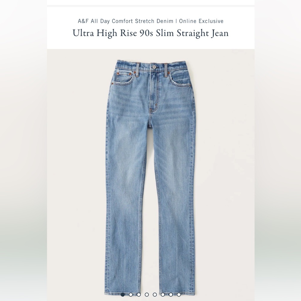 Abercrombie & Fitch Ultra High Rise 90s Slim Straight Jeans - Light Blue Denim